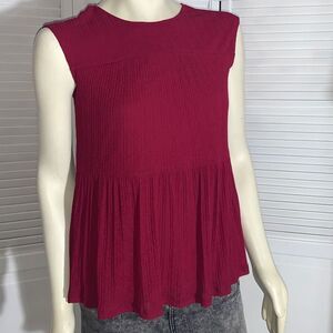 Juicy Couture Cranberry Semi Sheer Double Layered Sleeveless Babydoll Blouse XS